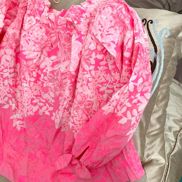 Lilly Pulitzer Jamielynn Off-Shoulder Roxie Pink Top - Picture 9 of 12